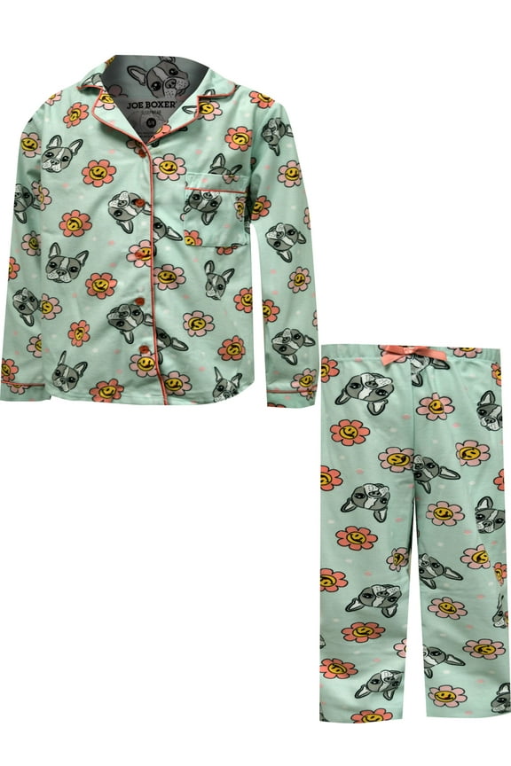 Girls Joe Boxer Loungewear Puppy Love Girls Flannel Pajama (6/8)