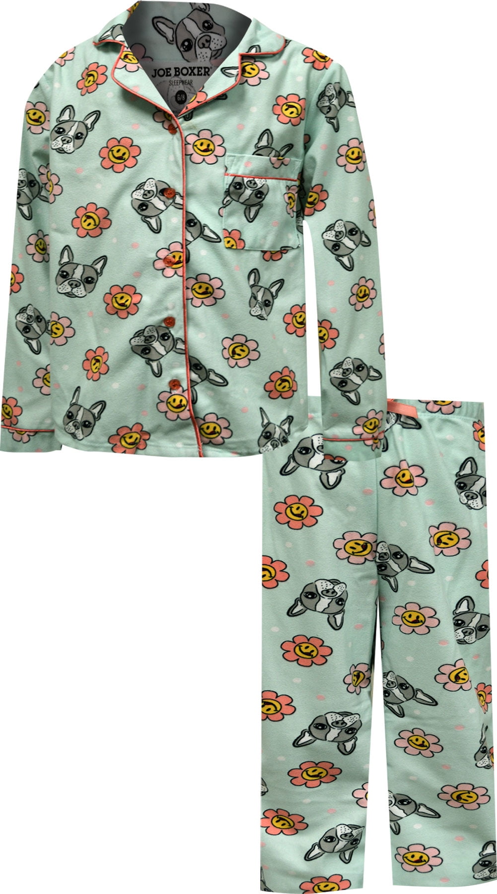 Joe Boxer Girls' Joe Boxer Loungewear Puppy Love Girls Flannel Pajama