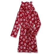 Joe Boxer Girls Plush Fleece Snowflake Hooded Robe Pajamas XS 4/5