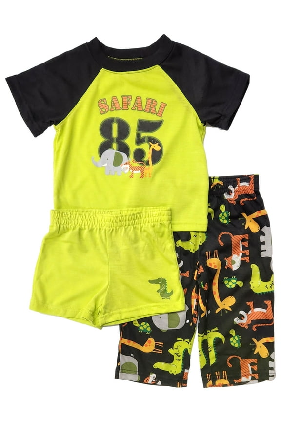 Infant Boys Green Safari Pajamas 3 Piece Sleep Set 12 Months