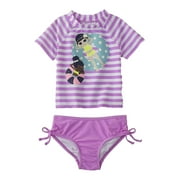 Joe Boxer Infant & Toddler Girls Striped Swim Suit Beach Rash Guard Cover Up 12m