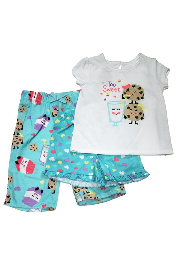 Infant & Toddler Girls Too Sweet Cookie Heart 3 Pc Pajama PJ Set 2T