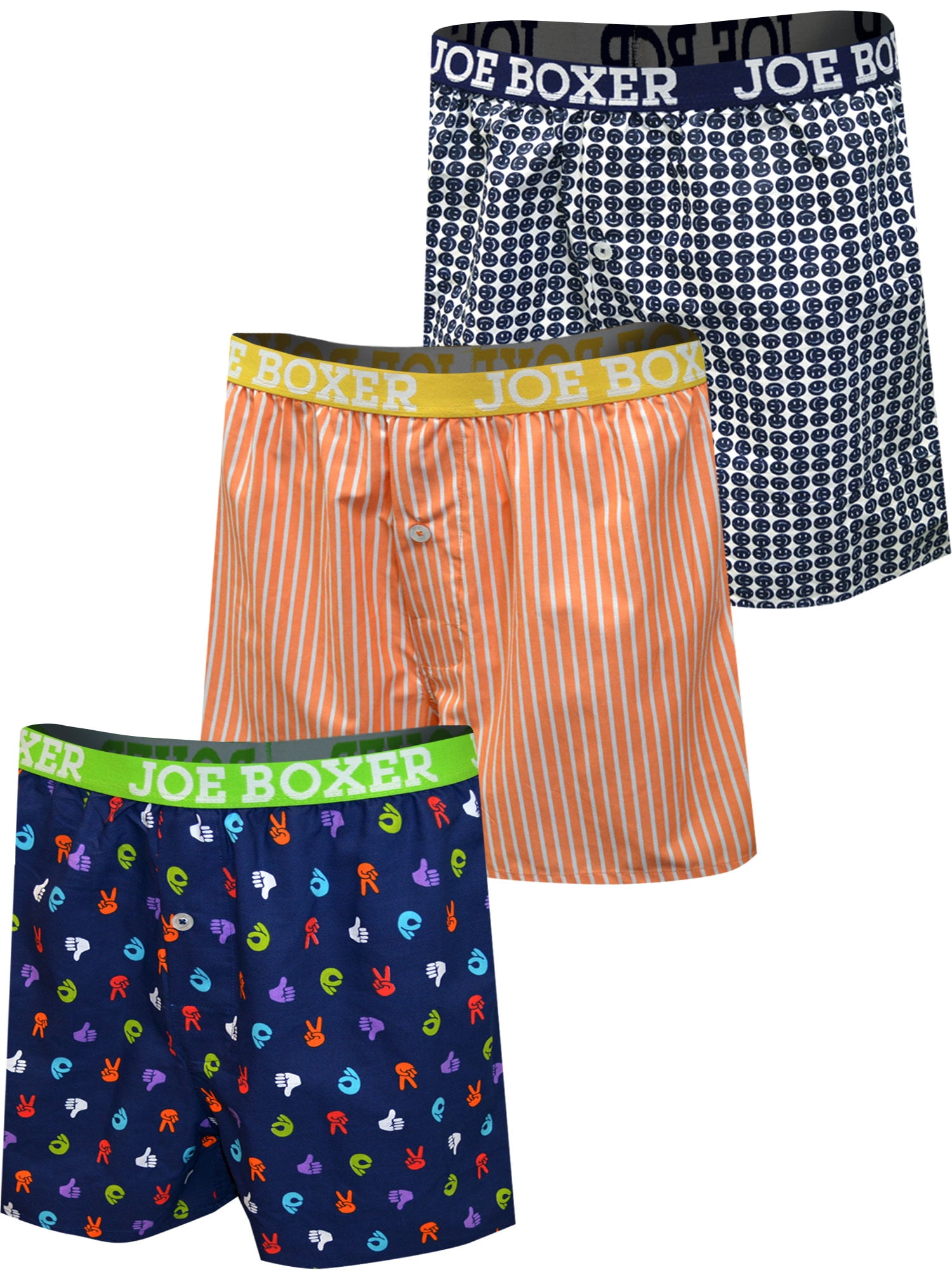 Joe Boxer Men's Joe Boxer Blue and Orange Woven Cotton 3 Pack Boxers