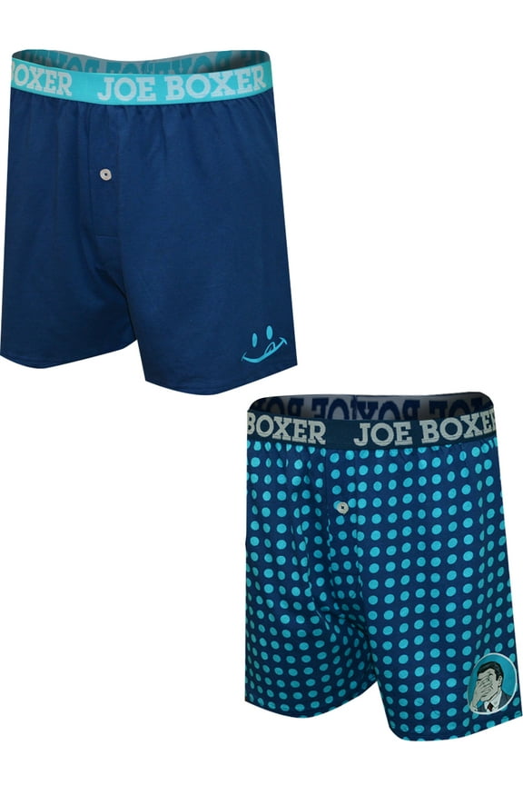 Mens Joe Boxer Blue Polka Dot 2 Pack Boxer Shorts (Small)