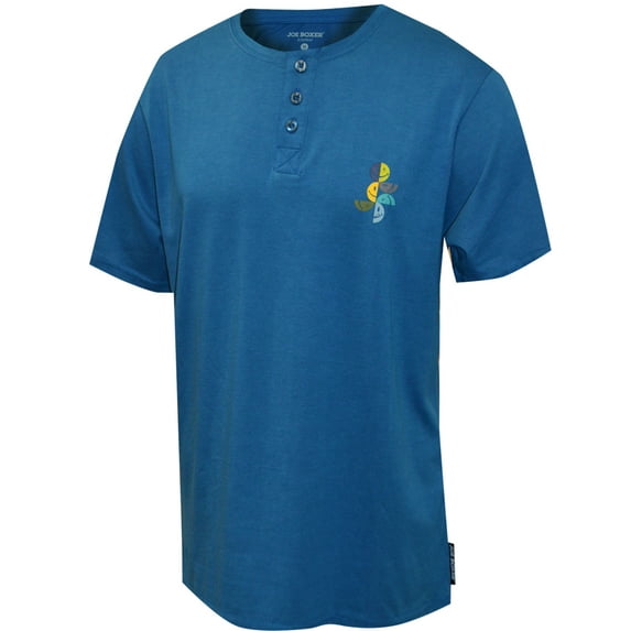 Joe Boxer Mens Joe Boxer Loungewear Geo Licky Blue Short Sleeve Henley (Small)