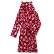 Joe Boxer Plush Fleece Snowflake Hooded Robe Pajamas XS 4/5