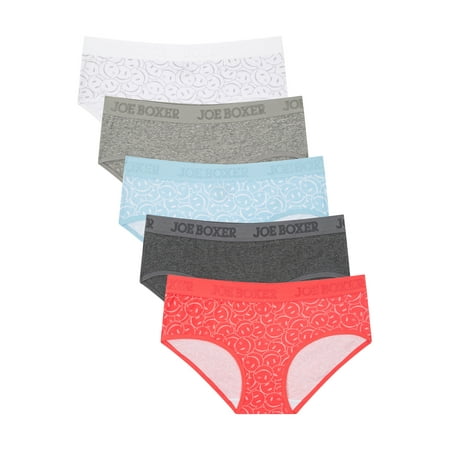 Joe Boxer Women's 5-pack Smiley Print Hipster