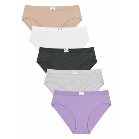 Joe Boxer Women's Cotton Spandex Hi-Cut Brief Panty Underwear with Iconic Winky Logo, 5-pack, Sizes S- XXXL