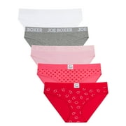 JOE BOXER Women's Cotton Valentine's Day Giftable Bikini Panty Set, 5-pack, Sizes XS to 3X