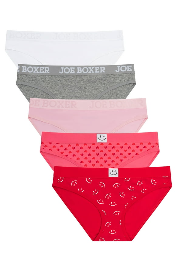 Women's Cotton Valentine's Day Giftable Bikini Panty Set, 5-pack, Sizes XS to 3X