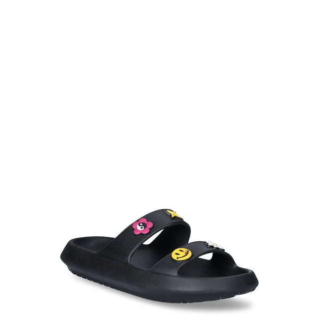 Joe Boxer Women's Double Band Emoji Slide Sandals