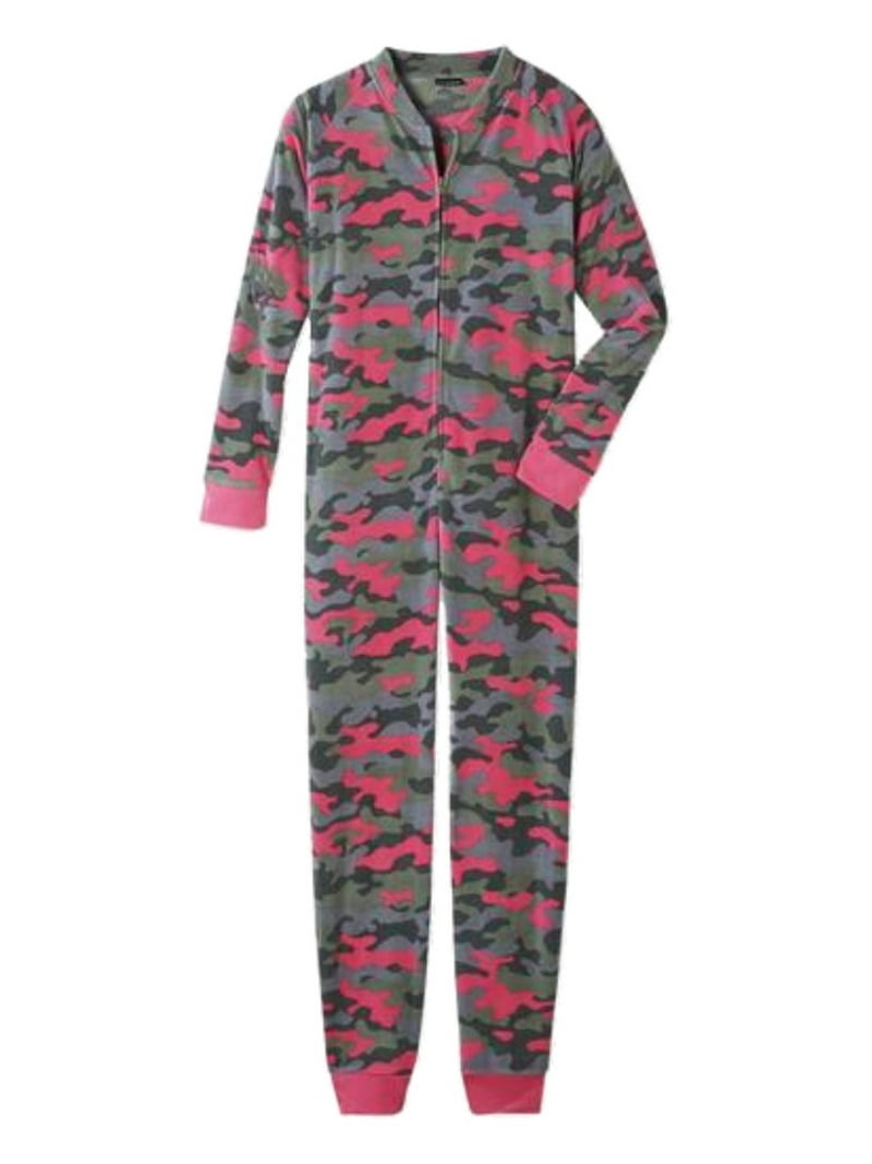 Joe Boxer Womens Pink Green Woods Camouflage Fleece Pajama Camo