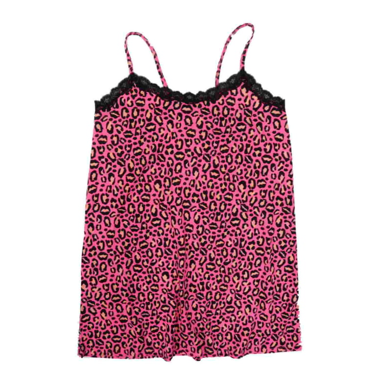Sleep Womens Nightgown Joe Shirt Lace Chemise Nightie Boxer Leopard Large Pink