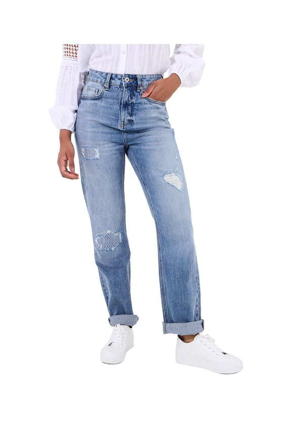 Women's Plus Size Distressed Mom Jeans