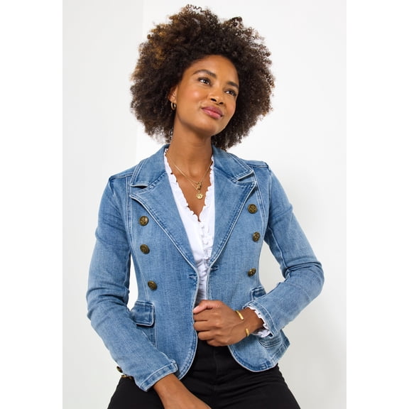 Joe Browns Women's Plus Size Double Breasted Denim Blazer