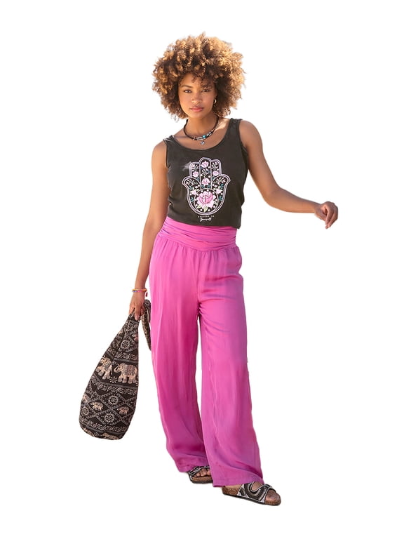Women's Plus Size Double Layer Wide Leg Pants