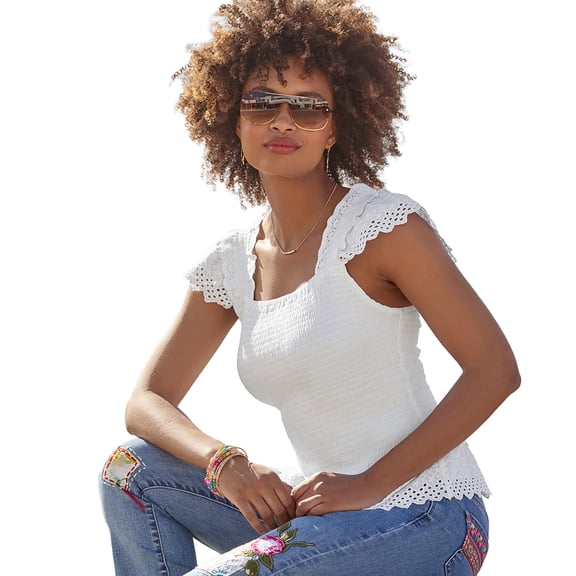 Joe Browns Women's Plus Size Eyelet Tank