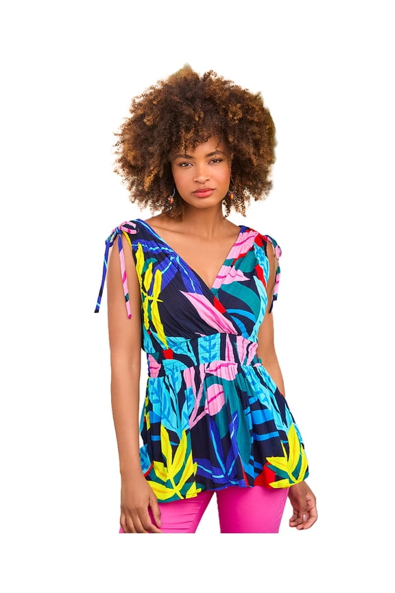 Women's Plus Size Faux Wrap Peplum Top