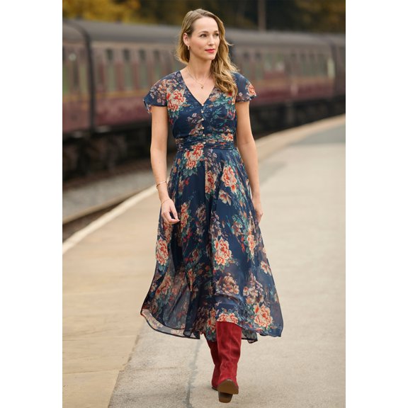 Joe Browns Women's Plus Size Flutter Sleeve Flyaway Maxi Dress