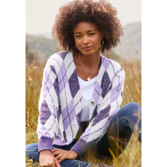 Joe Browns Women's Plus Size Fuzzy V-Neck Cardigan