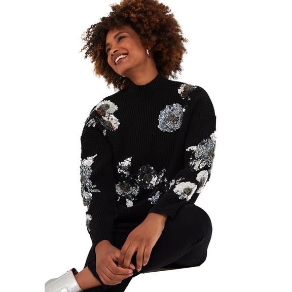 Joe Browns Women's Plus Size Mockneck Shimmer Sweater