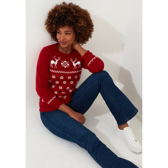 Joe Browns Women's Plus Size Novelty Holiday Snowflake Pullover Sweater