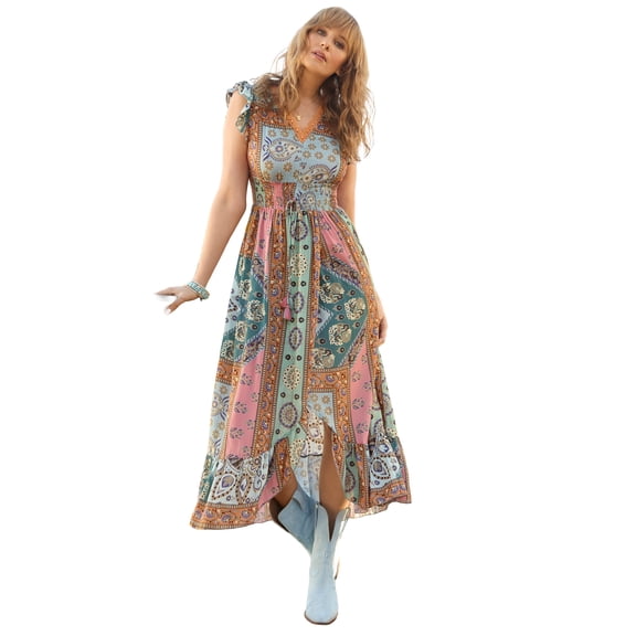 Joe Browns Women's Plus Size Patchwork Slit Maxi Dress