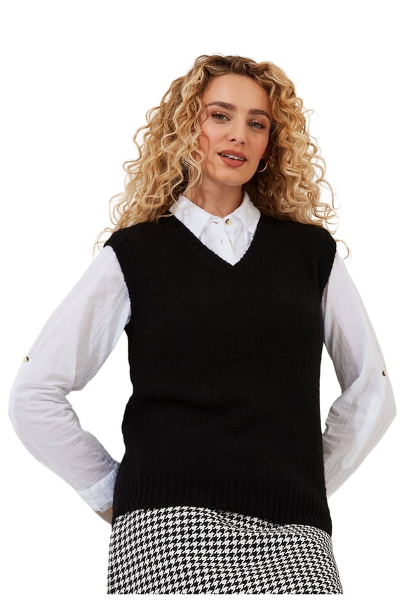 Women's Plus Size Rib V-Neck Sweater Vest