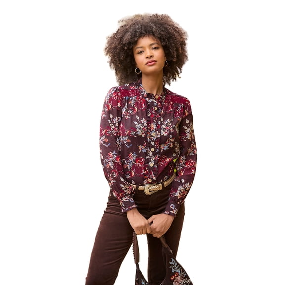 Joe Browns Women's Plus Size Sheer Button Front Blouse