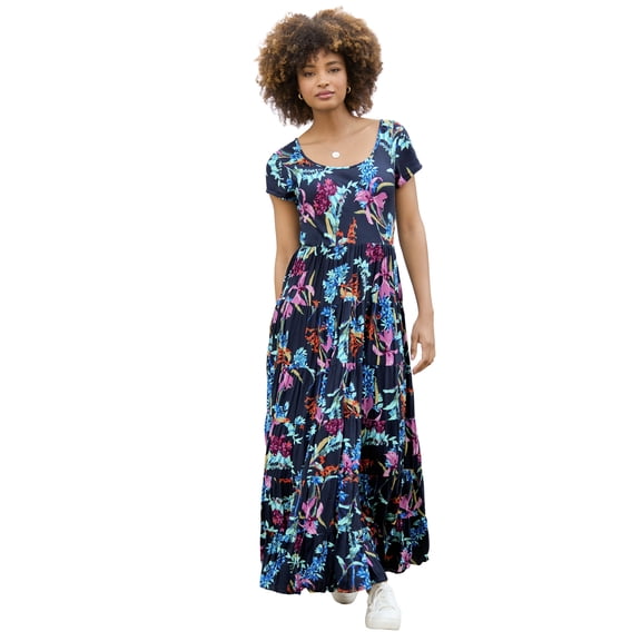 Joe Browns Women's Plus Size Short Sleeve Flowy Maxi Dress
