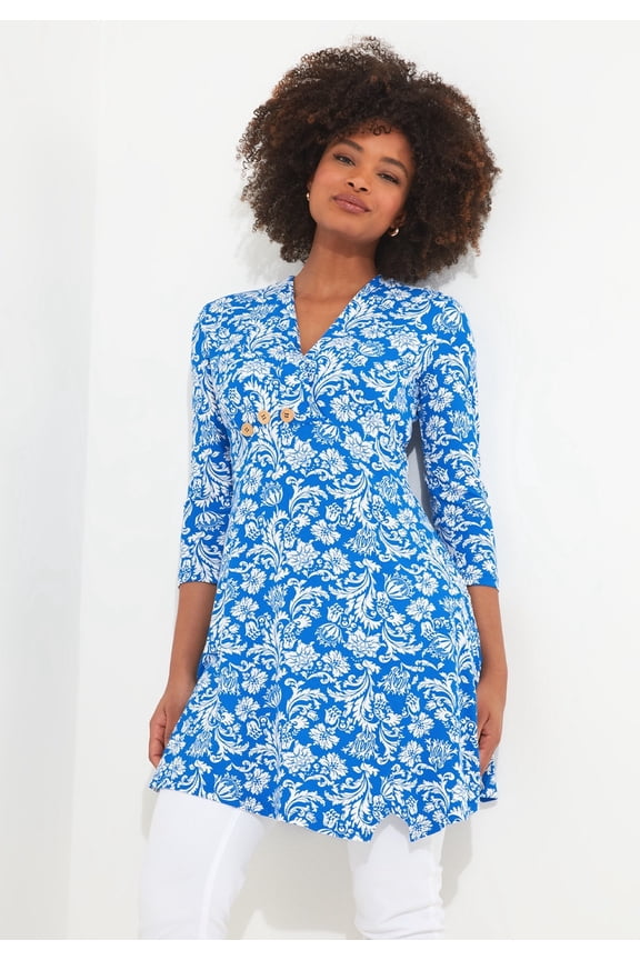 Women's Plus Size Stretch Knit Asymmetrical Tunic