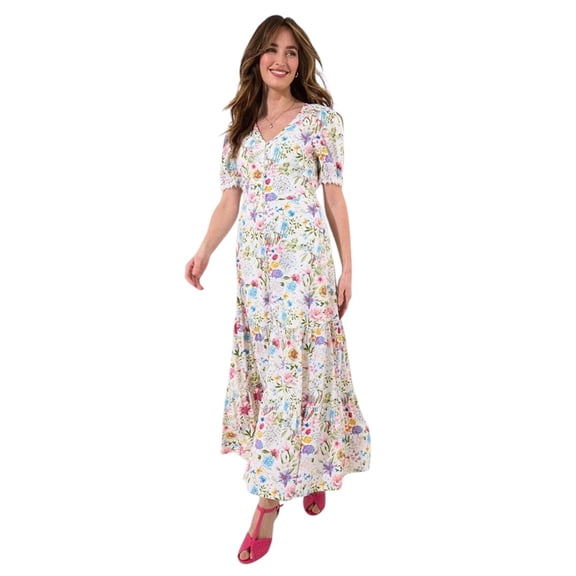 Joe Browns Women's Plus Size V-Neck Tiered Midi Dress
