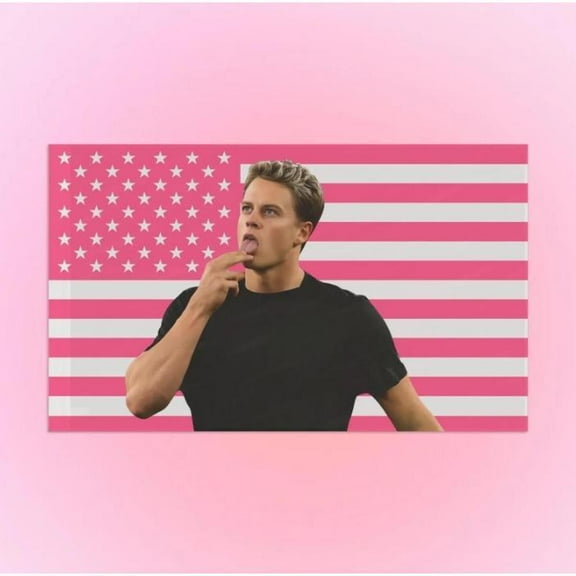 Joe Burrow Pink USA Tapestry Flag, Joe Burrow Gift, Gift for Bengals Girlfriend