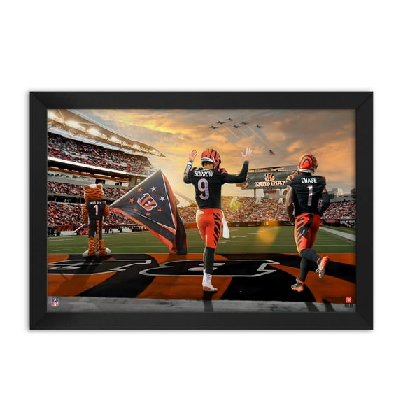 Joe Burrow and Ja'Marr Chase Cincinnati Bengals Framed Two-Player Art Print
