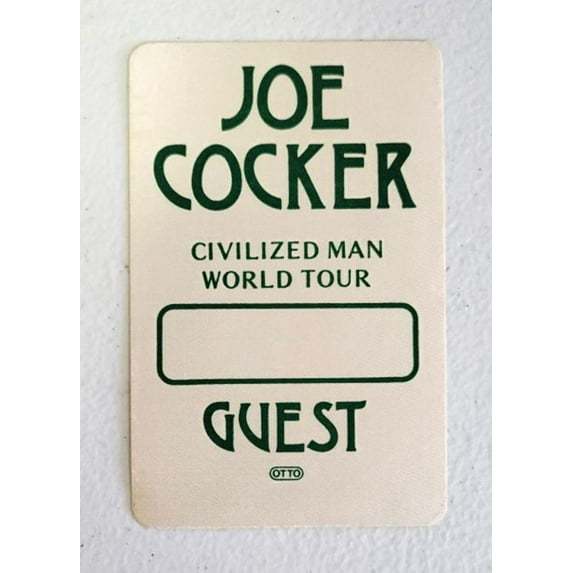 Joe Cocker Civilized Man World Tour 1984 Backstage Pass OTTO