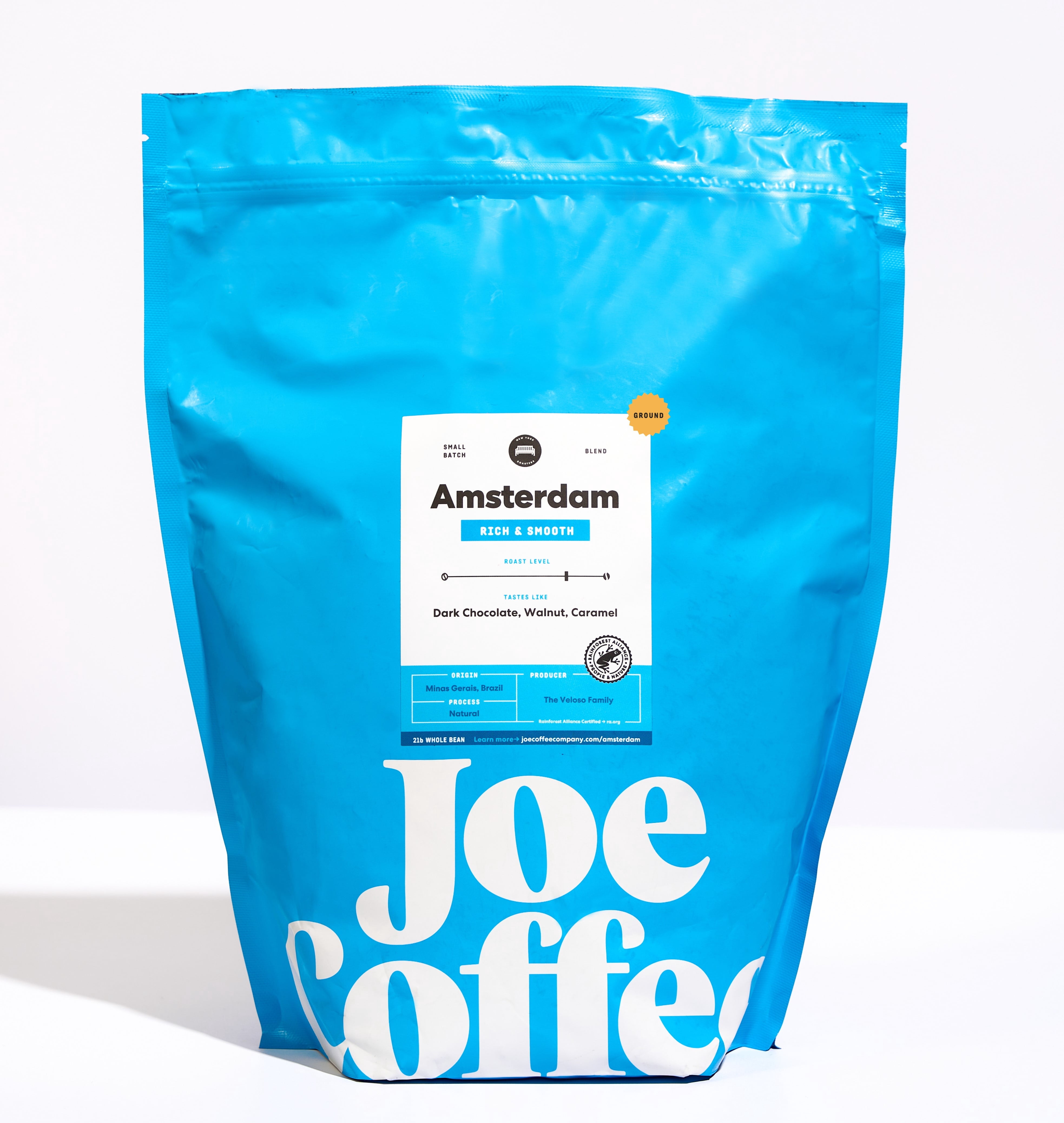 Joe Coffee Company, Amsterdam, Medium-Dark Roast, 2lb Bag, Ground for Drip