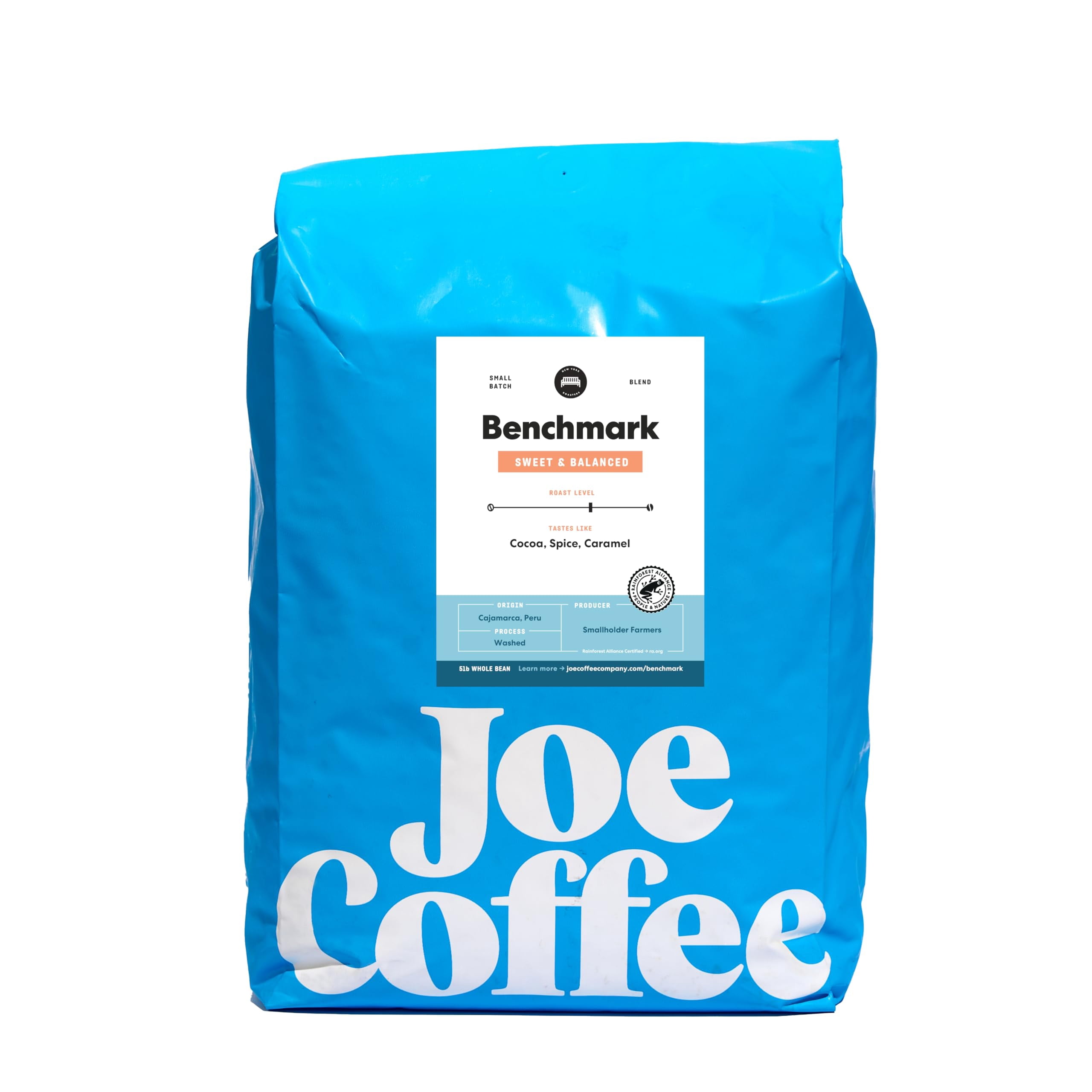Joe Coffee Company - Benchmark Whole Bean Specialty Coffee, 5 lb Bag | NYC Roaster, Rainforest Alliance Certified, Kosher, Climate-Friendly