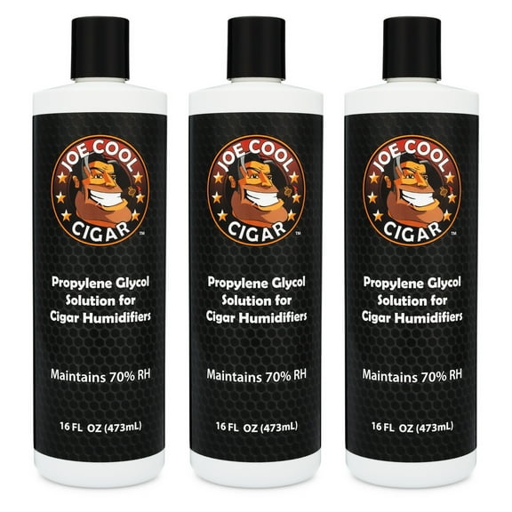 Joe Cool Cigar Propylene Glycol Humidor Solution for Cigar Humidifiers 16 oz Bottle (3-Pack)