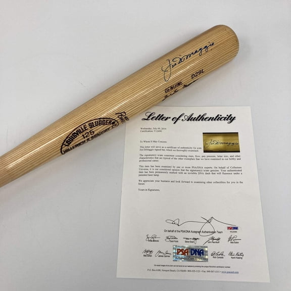 Joe DiMaggio Signed Louisville Slugger Game Model Baseball Bat PSA DNA COA