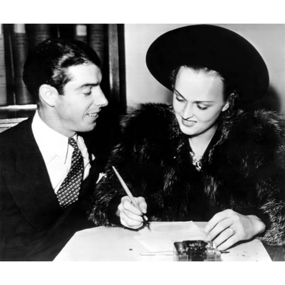 Joe Dimaggio And Dorothy Arnold As They File Their Intent To Wed Application. November 10 History