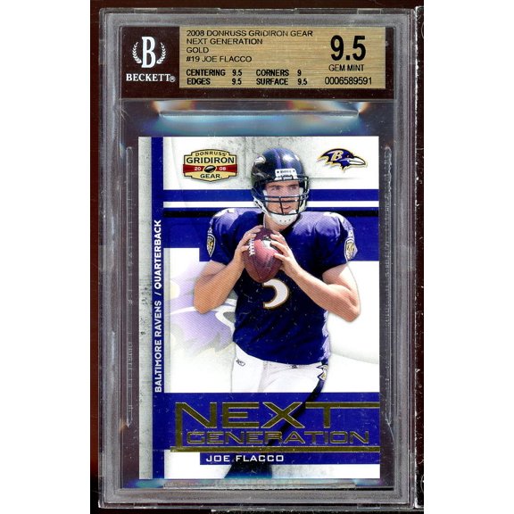 Joe Flacco Rookie 2008 Donruss Gridiron Gear NG Gold #NG-19 (POP 2) BGS 9.5