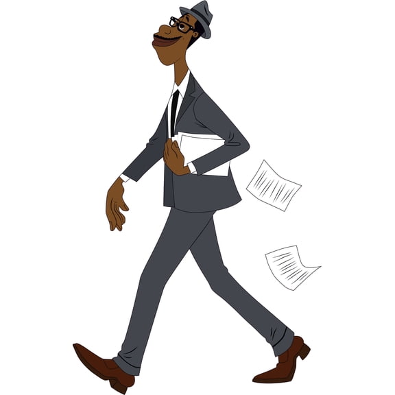 Joe Gardner Original Human Form from Animated Feature Film for Nursery and Kid's Room Vinyl Wall Decoration - Walt Movie Soul Character with Glasses Artwork Design Vinyl Wall Decal - 20" x 31"