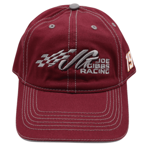 Joe Gibbs Racing #19 Burgandy Cotton Baseball Cap with Embroidered Logo & Adjustable Velcro Closure