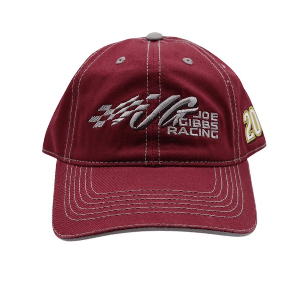 Joe Gibbs Racing #20 Maroon Cotton Baseball Cap with Embroidered Logo & Adjustable Hook and Loop Closure