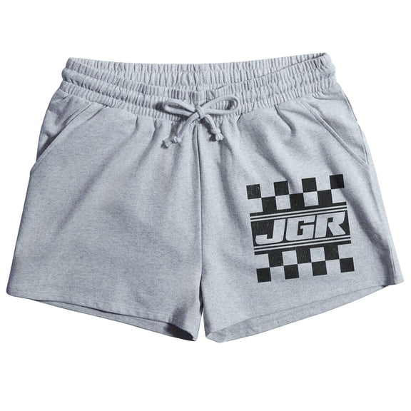Joe Gibbs Racing JGR Checkered Flag Women’s Athletic Heather Lounge Shorts-Large