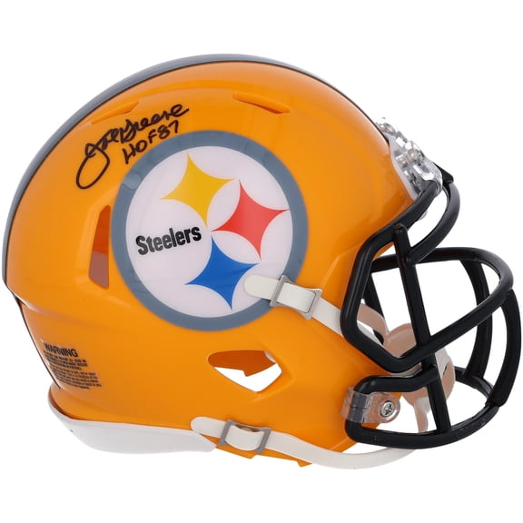 Joe Greene Pittsburgh Steelers Autographed Riddell Gold Throwback Speed Mini Helmet with "HOF 87" Inscription - Fanatics Authentic Certified