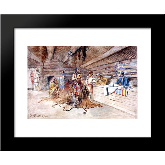 Joe Kipp's Trading Post 20x24 Framed Art Print by Charles M. Russell