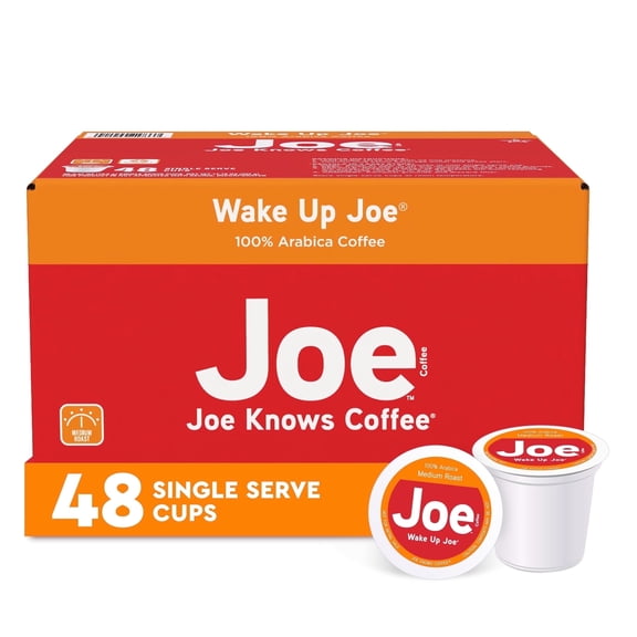 Joe Knows Coffee, Wake up Joe, Medium Roast , 100% Arabica 48 count Single Serve Cups, 2.0 Compatible