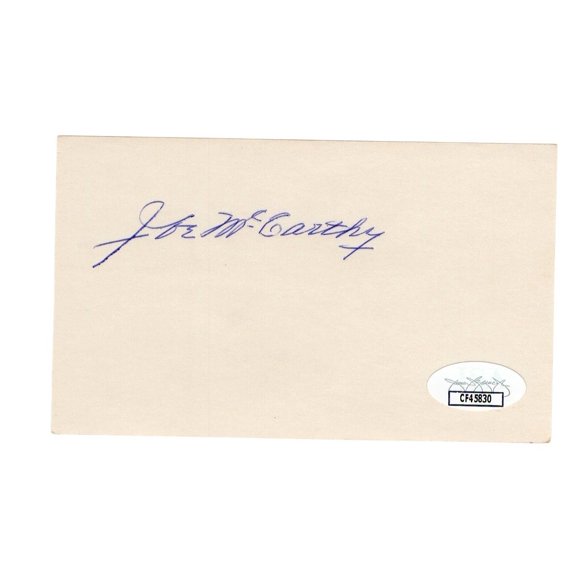 Joe McCarthy Signed Autographed 3X5 Index Card Cubs Yankees Red Sox JSA CF45830