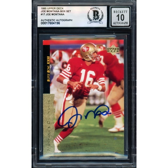 Joe Montana Autographed 1995 Upper Deck Card #17 San Francisco 49ers Auto Grade Gem Mint 10 Beckett BAS #17604196